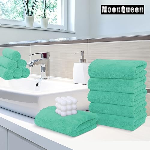 Miniatura 2 de MOONQUEEN Paquete de 6 toallas de mano de alta calidad, secado rápido, toallas de microfibra de terciopelo coral altamente absorbentes, multiusos