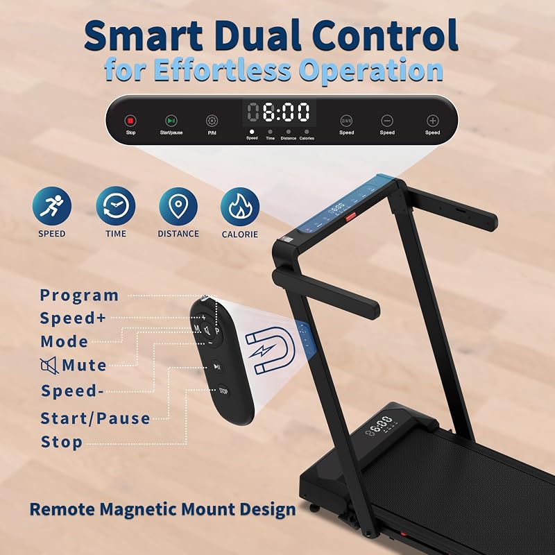 Foldable 4 in 1 Treadmill Walking Pad with Incline Remote Control Compact 3.0HP Under Desk Treadmill for Home Office Fitness 300 lbs Capacity with Handle Bar image 3