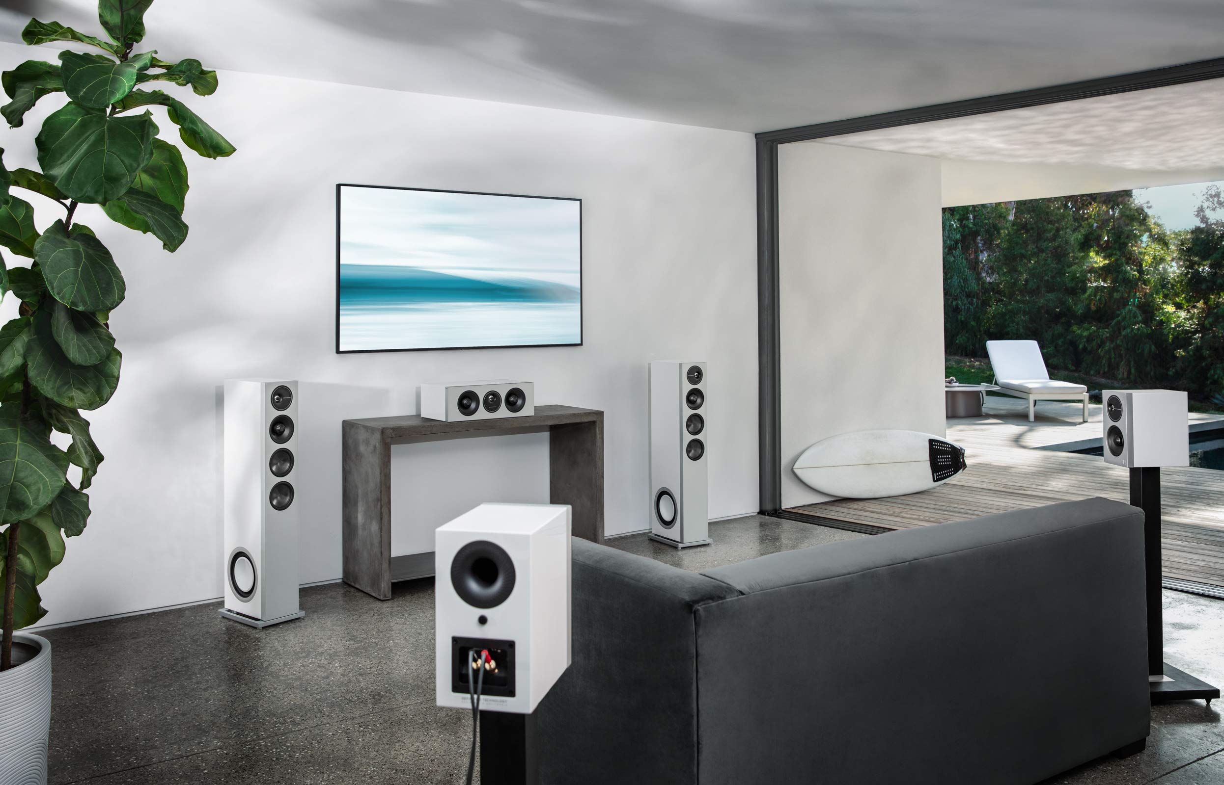 Definitive Technology D15 Demand Series Modern High-Performance 3-Way Tower Speaker (Right-Channel) - Single, White | Dual 8” Passive Bass Radiators