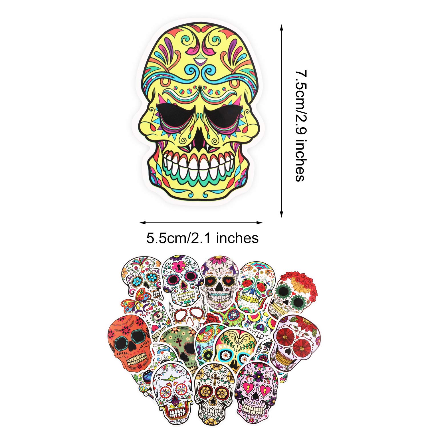 Adesivo Casco Vespa Foglio Decalcomanie Vinile 'Teschio Zucchero' Messicano - Tema Dia De Los Muertos, Per Personalizzare Superfici Foglio Sticker - Foto 7