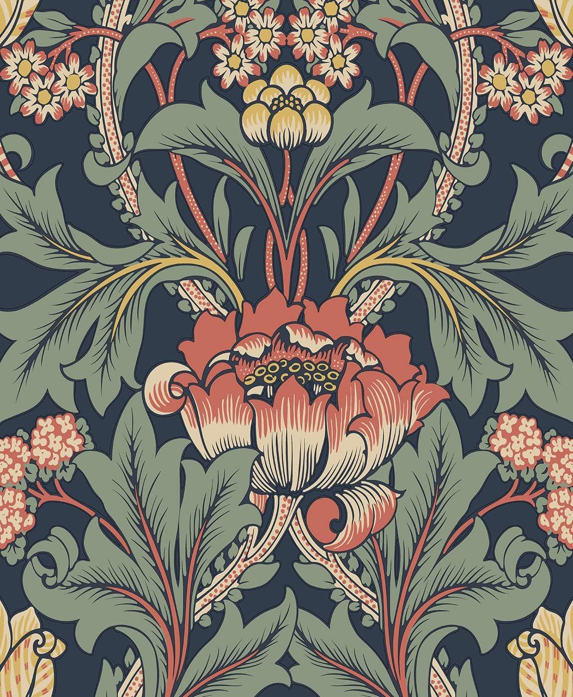 NextWall Primrose Floral Vintage Peel and Stick Wallpaper (Denim Blue & Auburn)