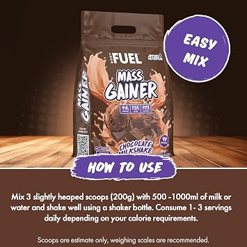Applied Nutrition BodyFuel Mass Gainer- Weight Gain Protein Powder, High Calorie Weight Gainer, Lean Mass (6kg - 30 Servings) (Strawberry)