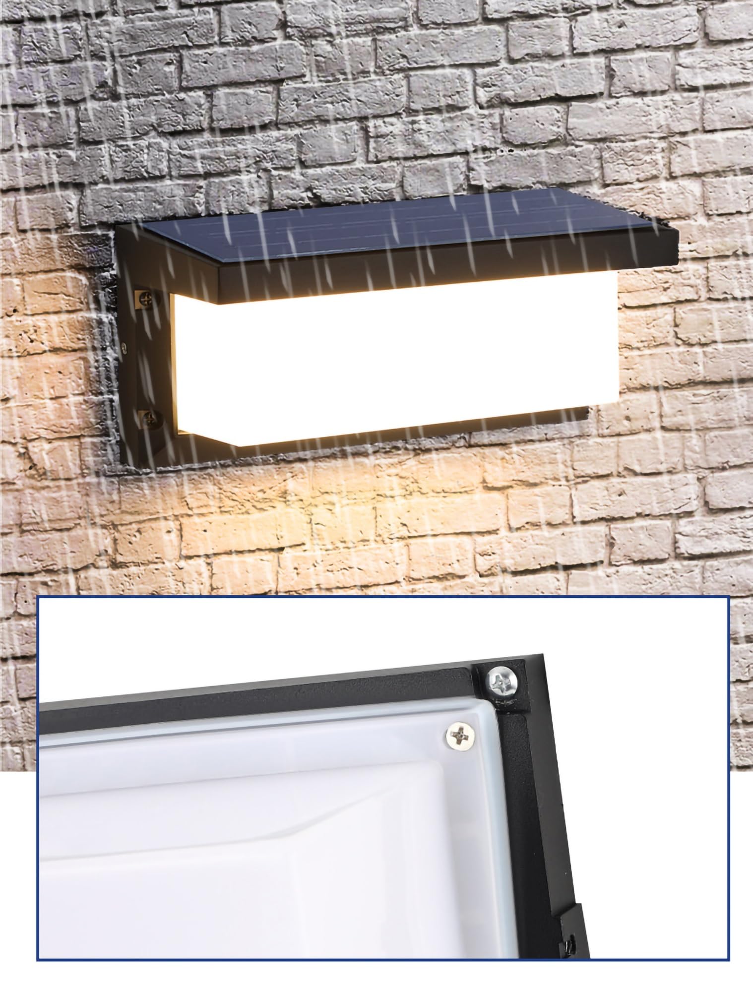 IP65 apliques de pared solares exteriores impermeables LED moderno aplique de pared de aluminio, luz blanca cálida tira larga luz de inducción de pared para pasillo/pasillo (color: blanco, tamaño: 4W)