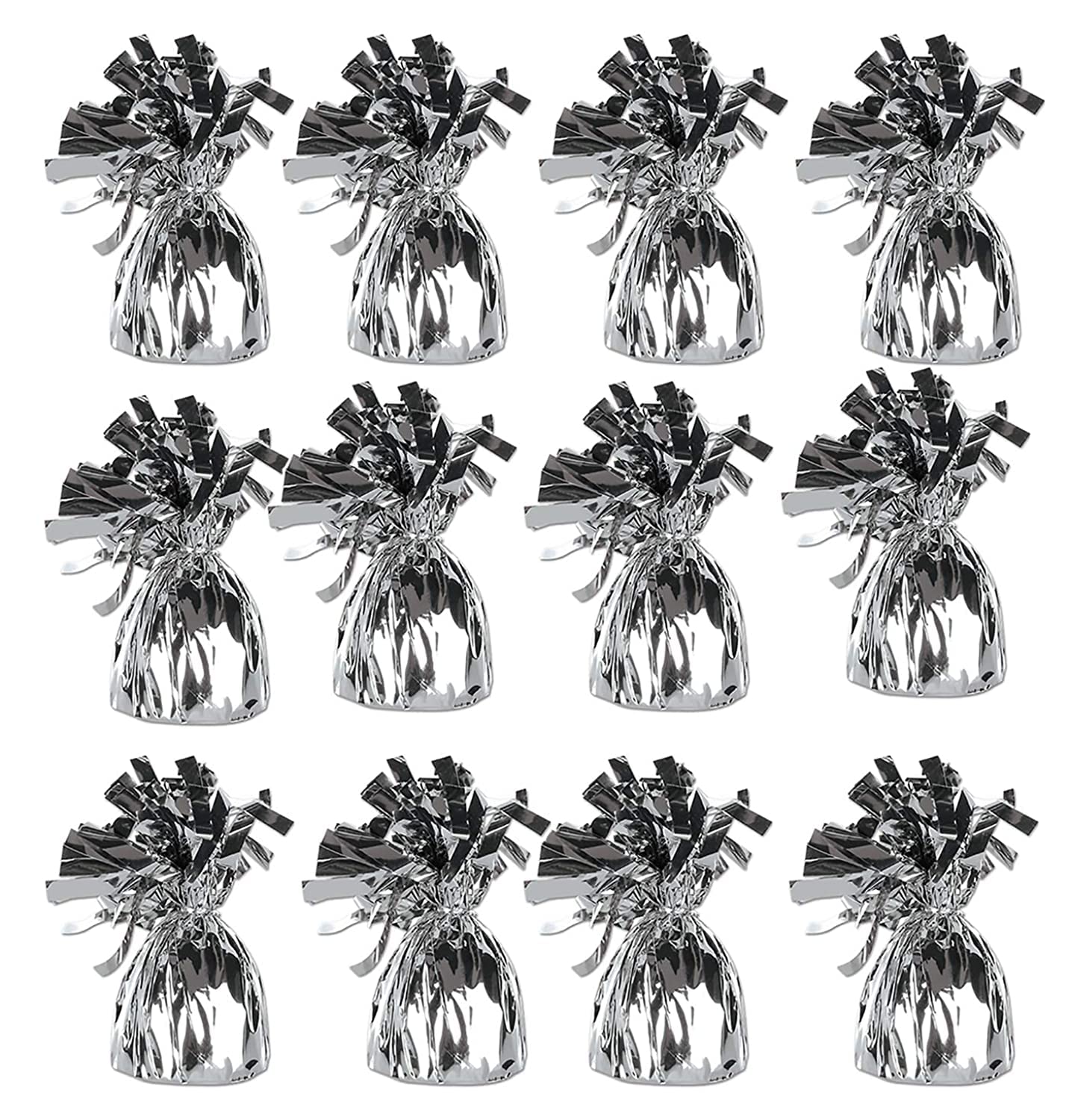 Silver Metallic Balloon Weight for Helium Balloons (Pack of 12)