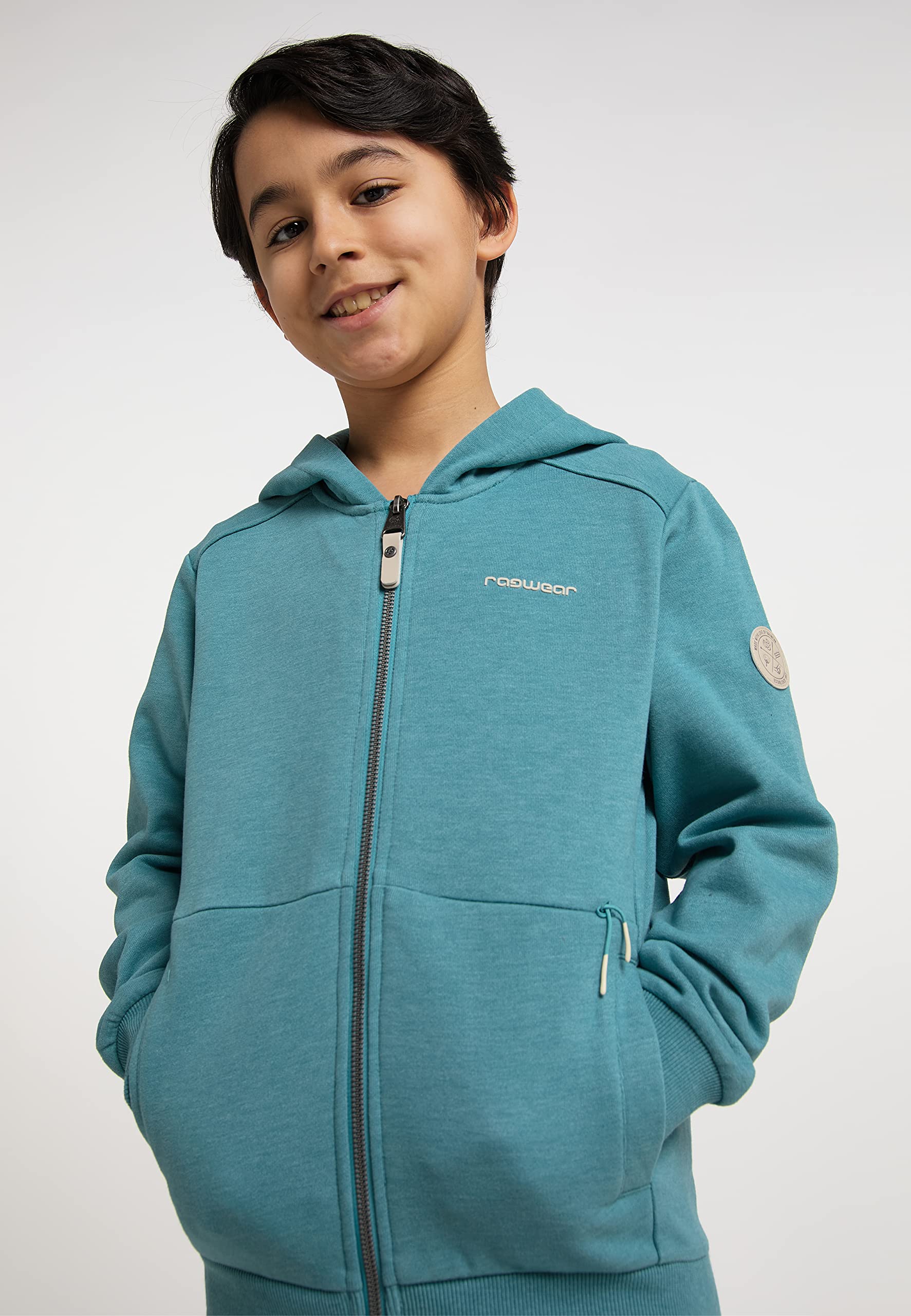 Ragwear Axell Organic Jungen Sweatjacke mit Kapuze Sweat Strickjacke Cardigan Übergangsjacke Jacke Sweatshirt mit Reißverschluss