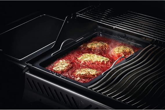 Napoleon Grill Roasting Pan - Porcelain Enameled, Drop-in Roasting Pan, 17.75 in x 28.6 in, Fits Prestige/Prestige PRO/Rogue Grills, Retractable Handles