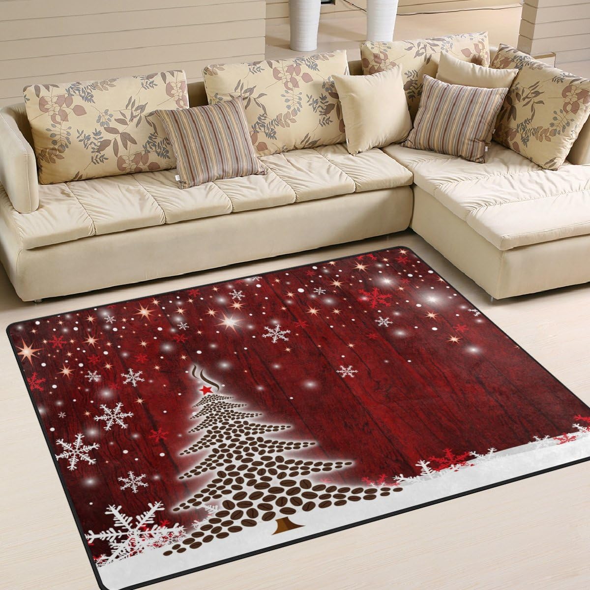 ZZKKO Xmas Large Area Rug Carpet 5'x7'(150x200 cm), Christmas Tree