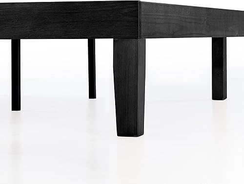 Miniatura 7 de Mellow Naturalista Classic 12 Inch Solid Wood Platform Bed with Wooden Slats, Twin, Black Negro