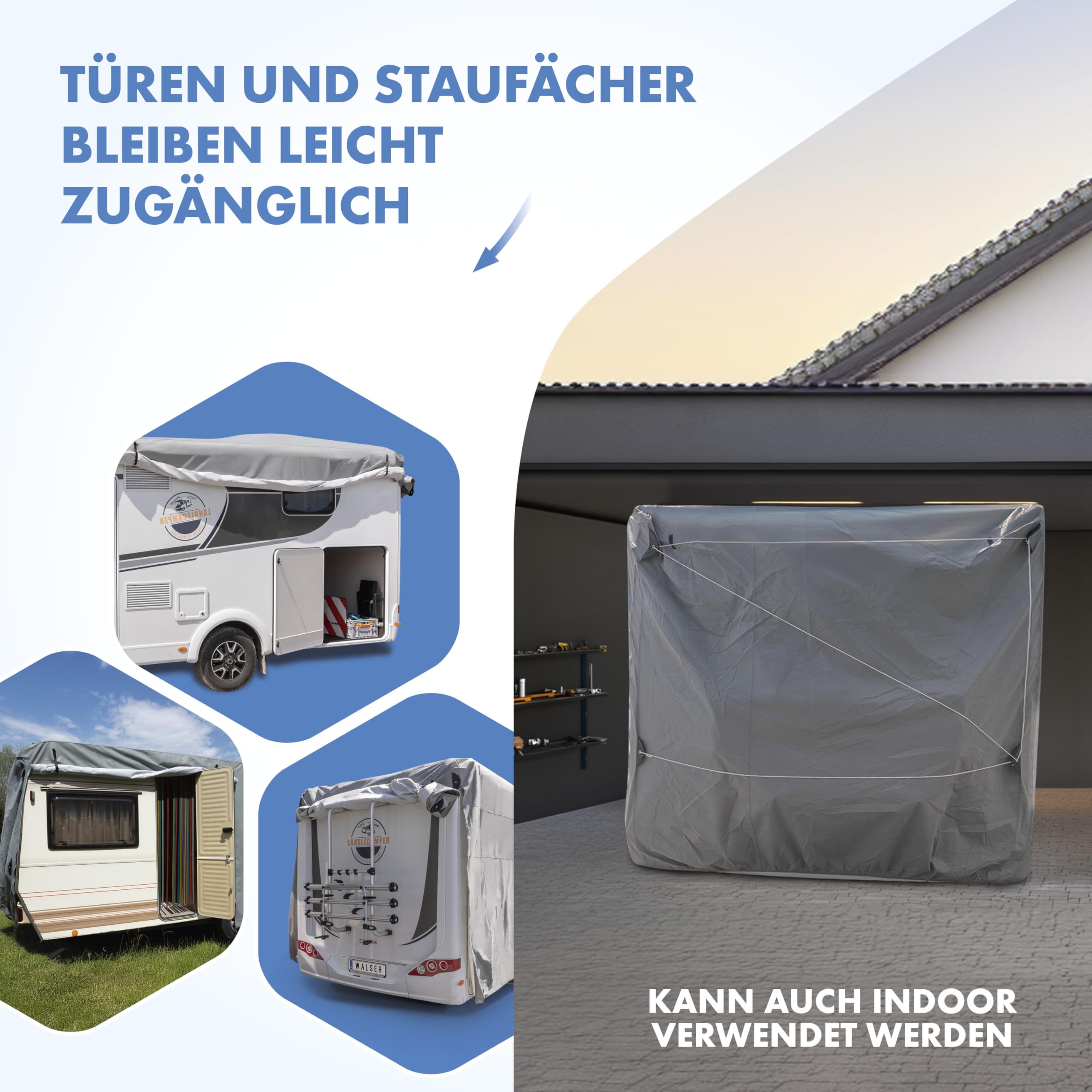 WALSER Premium Teli Copricaravan, Telo impermeabile per caravan, Copricaravan traspirante e resistente alle intemperie con protezione UV - Dimensioni 4: 550x250x220 cm