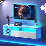 SogesHome 39.3 mur flottant de pouce TV Cabinet Stand avec LED Lumières murales TV Stand avec plateau de rangement Modern Entertainment Center Media Console Table pour le salon,Chambre