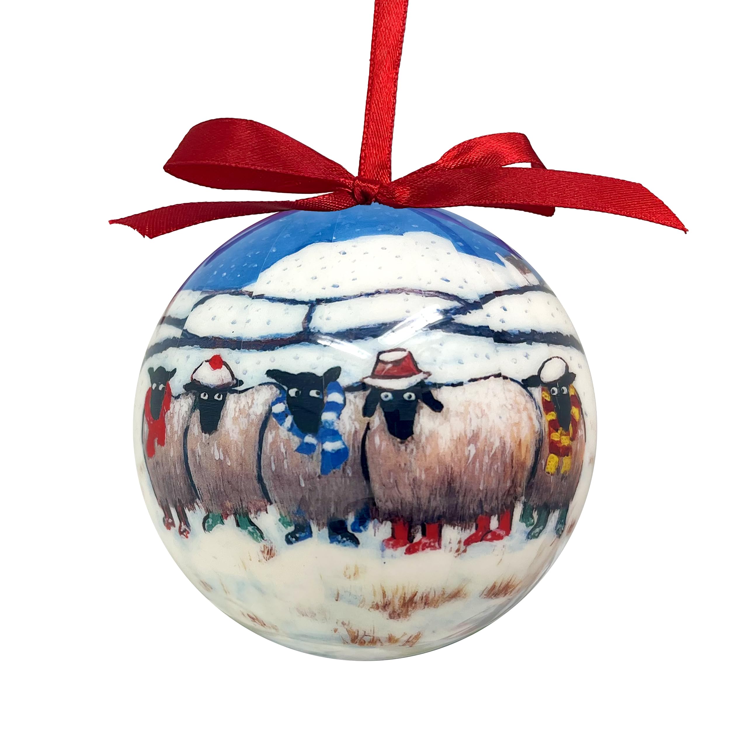 Sheep Christmas Bauble by Thomas Joseph - Ornament Ball Tree Decoration - Winter Woollies