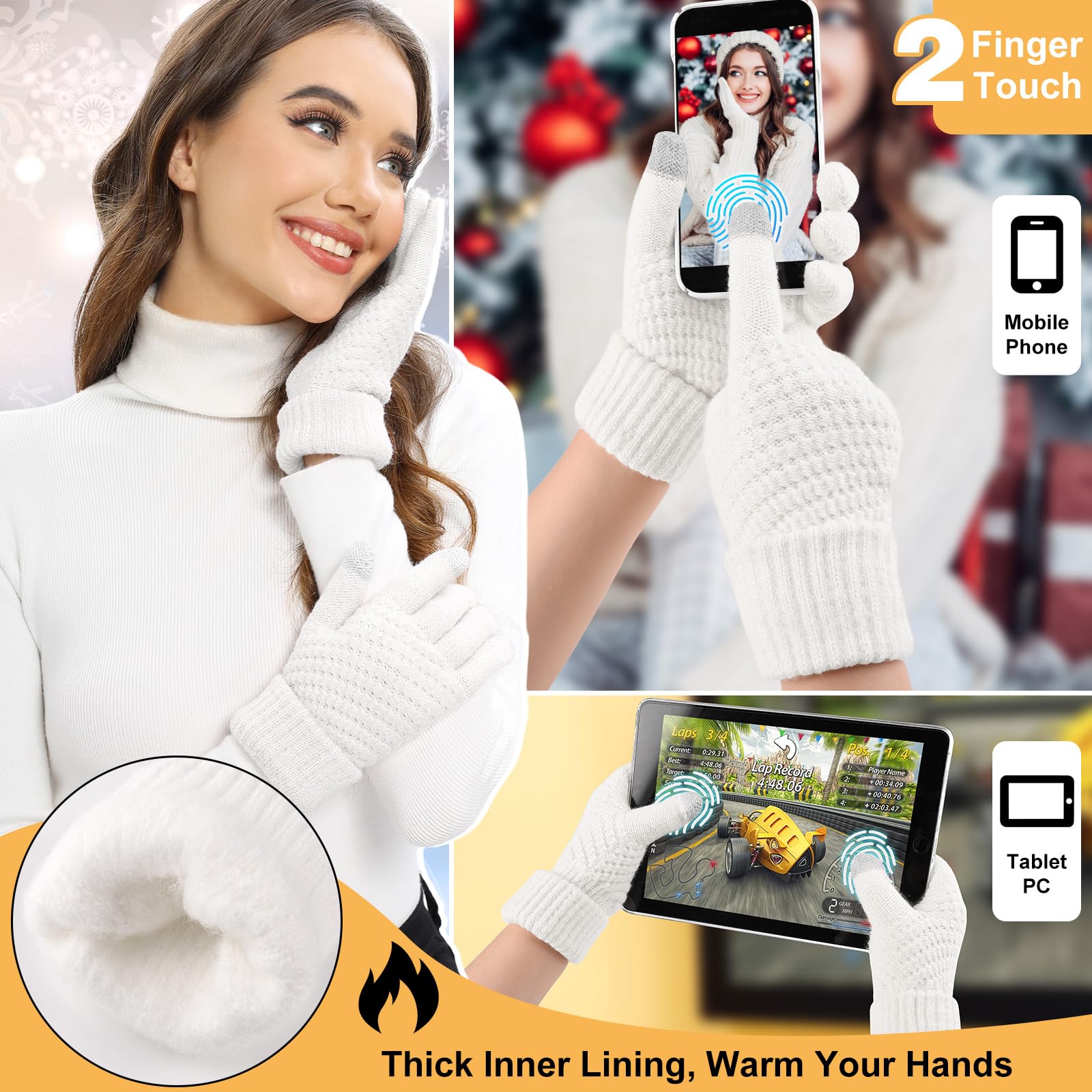 Vijamiy Sciarpa e Cappello Donna Guanti Donna Touch Screen Paraorecchie E Calzini Termici Invernali Set 5 Pezzi Antivento Calore Scaldacollo Regali Invernali(Grigio)