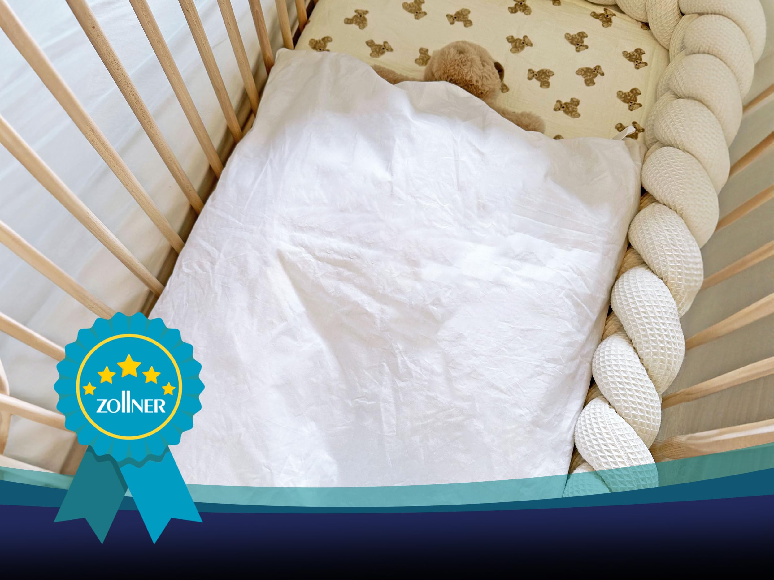 ZOLLNER - Lot de 1 - Couette bébé - Blanc - 80x80 cm - Coton | STANDARD 100 by OEKO-TEX - lavable à 60°C - QUALITÉ HÔTELIÈRE