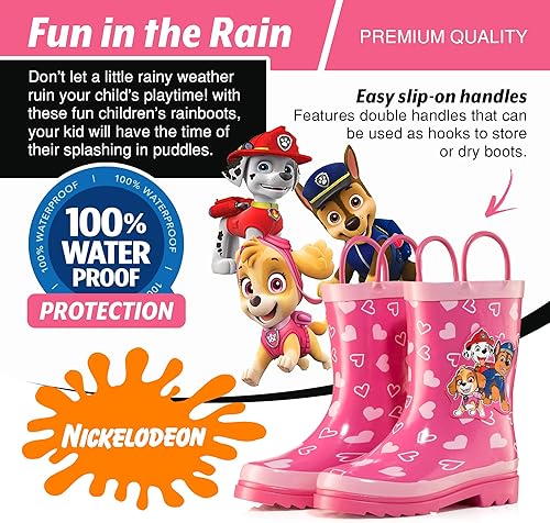 Miniatura 3 de Nickelodeon JoJo Siwa - Botas de lluvia de goma impermeables con asas fáciles de poner para niñas y niños pequeños
