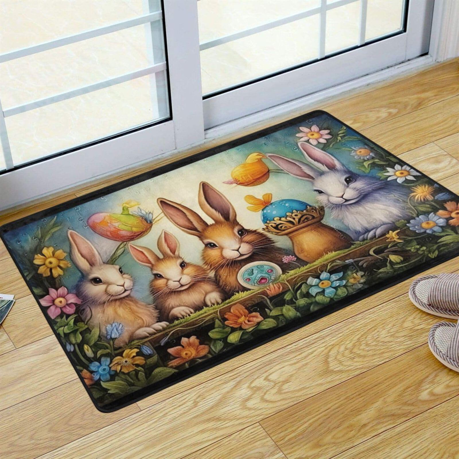 UMIRIKO Easter Bunny Eggs Cute Rabbit Kitchen Rug Mats Anti Fatigue Non Slip Mats Kitchen Mats for Floor Kitchen Decor 36x24 Inch 202a6265