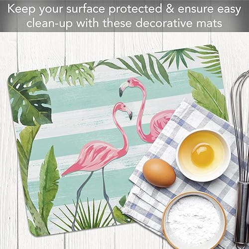 Miniatura 6 de Cut N' Funnel Flamingos & Stripes - Tapete de plástico flexible para tabla de cortar, 15 x 11.5 pulgadas, fabricado en los Estados Unidos,