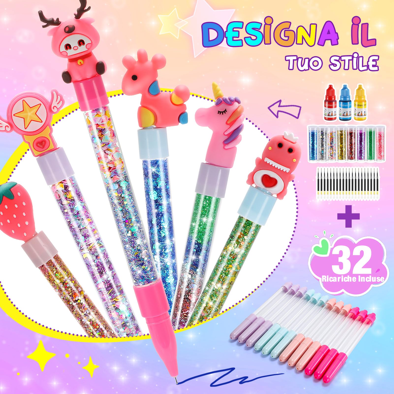 Laboratorio Delle Penne, Fabbrica delle Penne 66+ Pezzi Regalo Bambina 5-12 Anni, Creativi Giochi Bambina 5-12 Anni Cancelleria Bambina Regali Personalizzati Lavoretti Creativi per Bambini Set