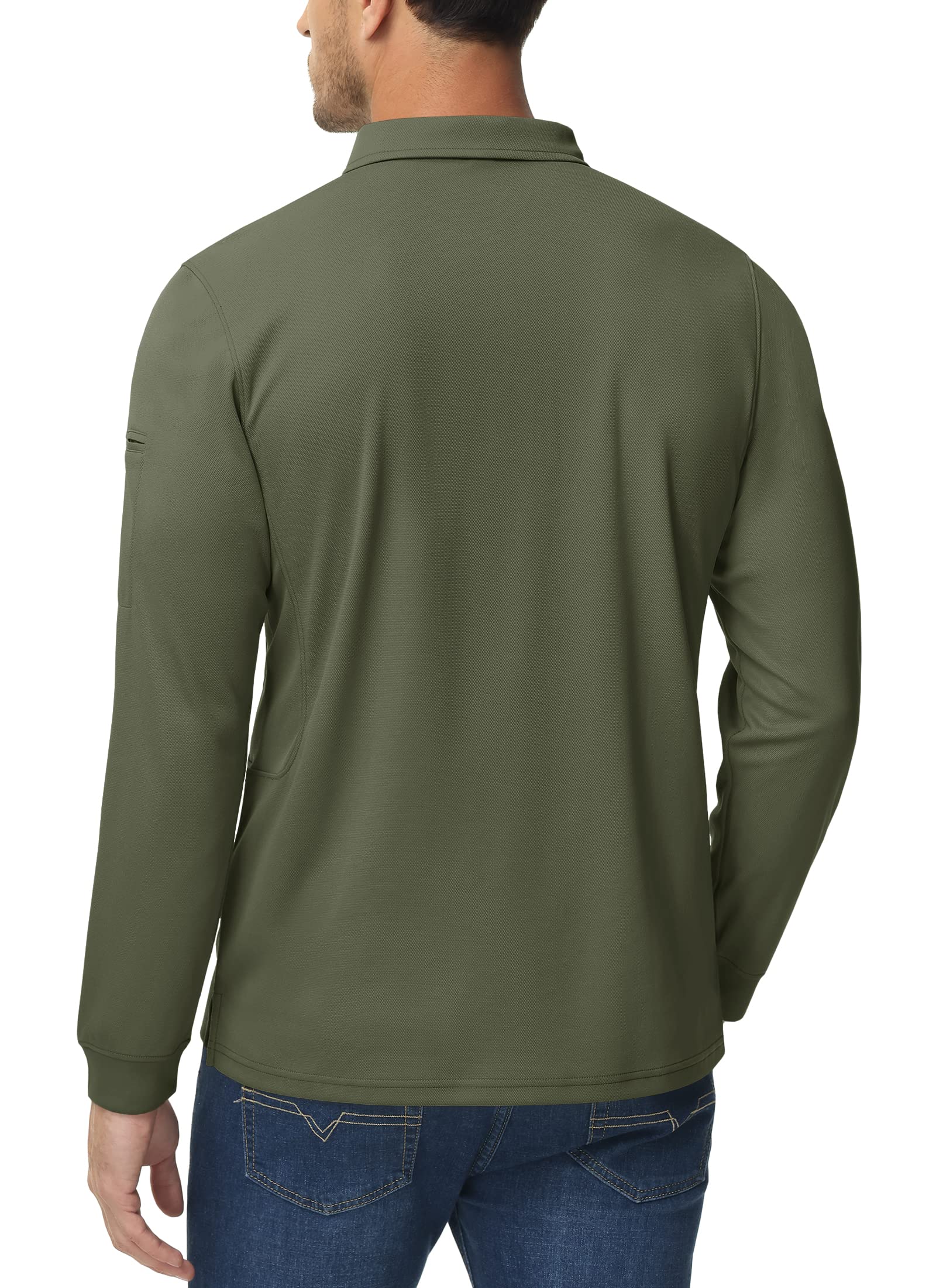 TACVASEN Poids léger Séchage Rapide Manche Longue Chemise Polo Respirant Top T Shirt Homme