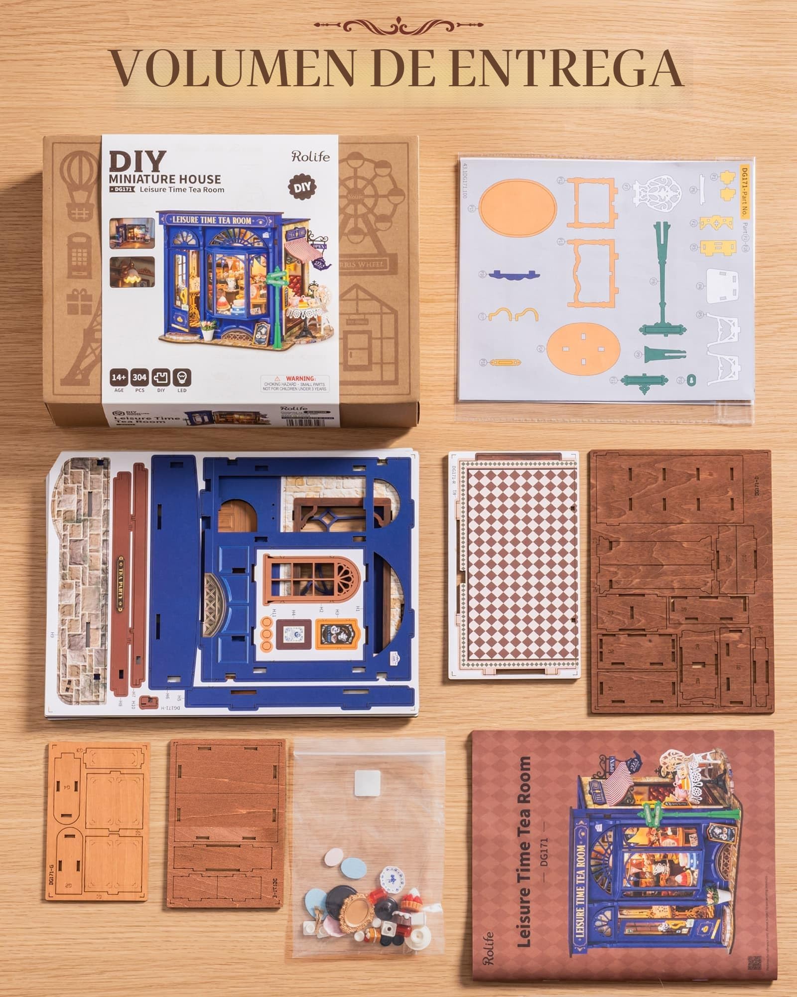 Rolife Casa de muñecas de ocio y sala de té, kit de casa en miniatura con luces, tiempo libre, Navidad, regalo de cumpleaños