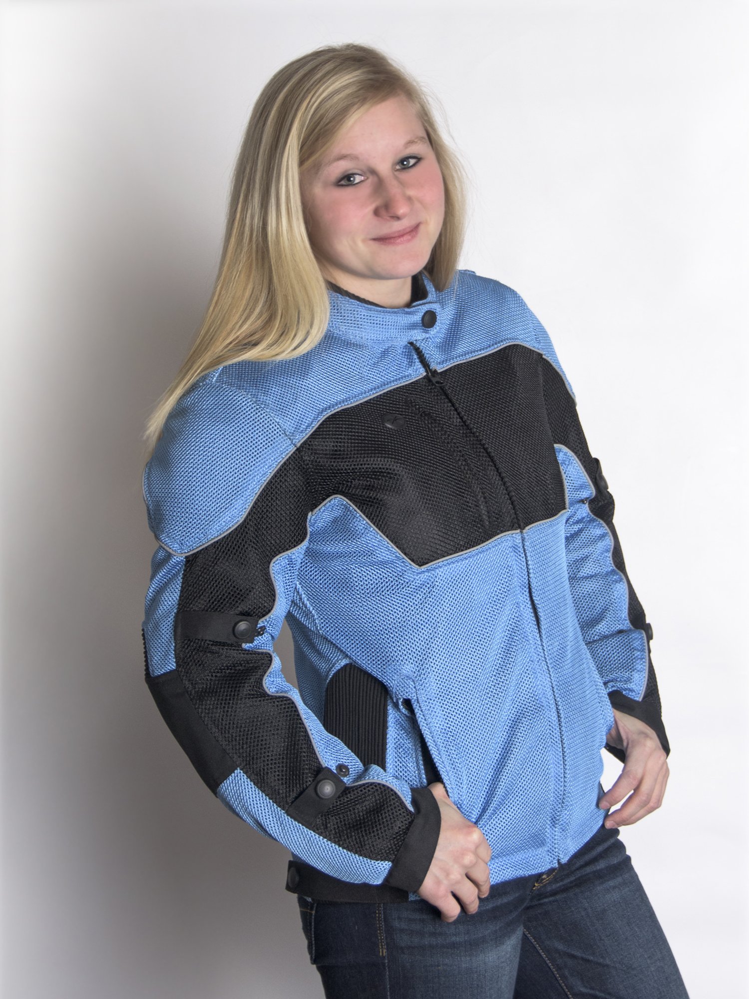 RoadDog Hurricane Mesh Motorcycle Riding Jacket Powder Blue Women's Large