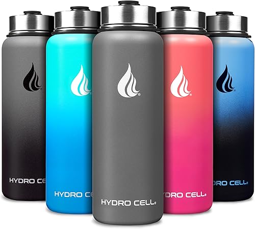 Miniatura 30 de HYDRO CELL Botella de agua aislada de acero inoxidable con pajilla, para bebidas frías y calientes, frasco de vacío de metal con tapa de rosca y