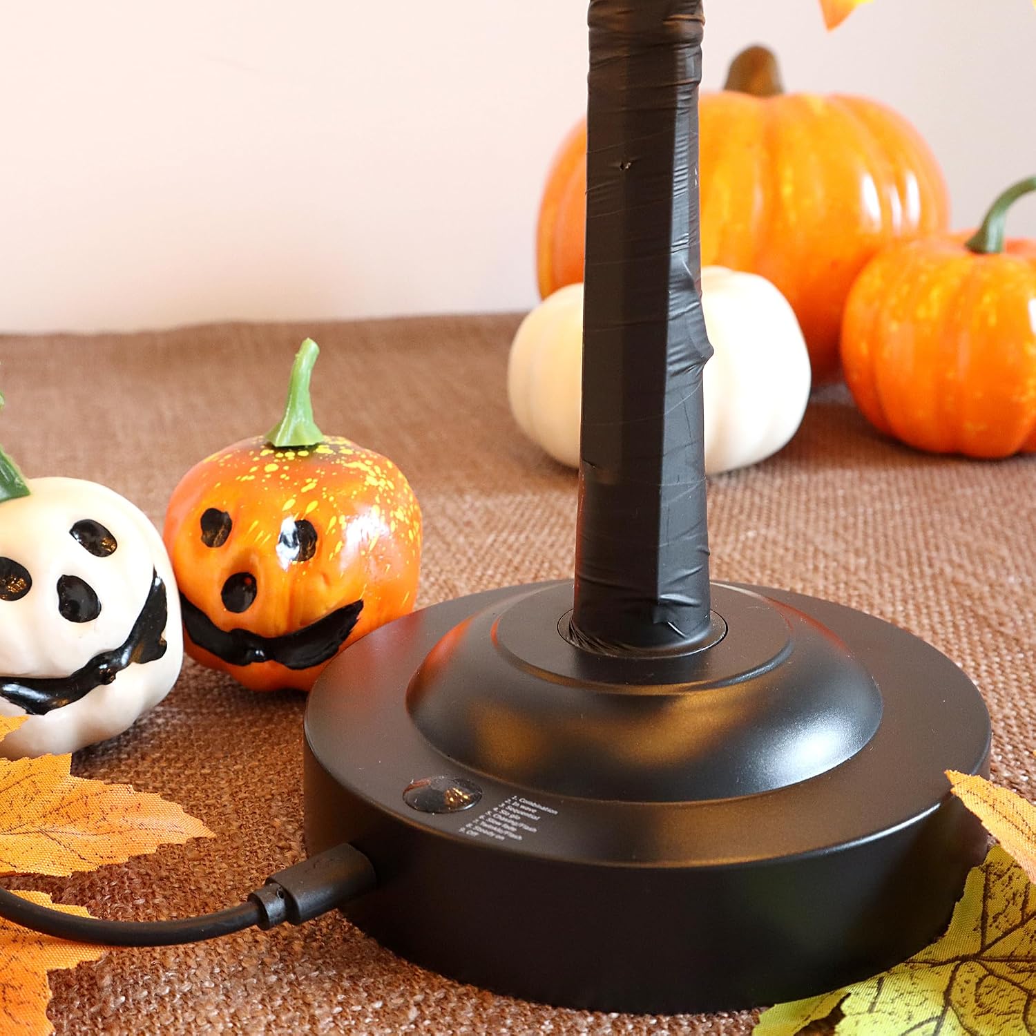 Lights4fun Árbol Otoñal De Fieltro + 4 Calabazas Mini: La Decoración Perfecta De Halloween Y Otoño (50 Cm)