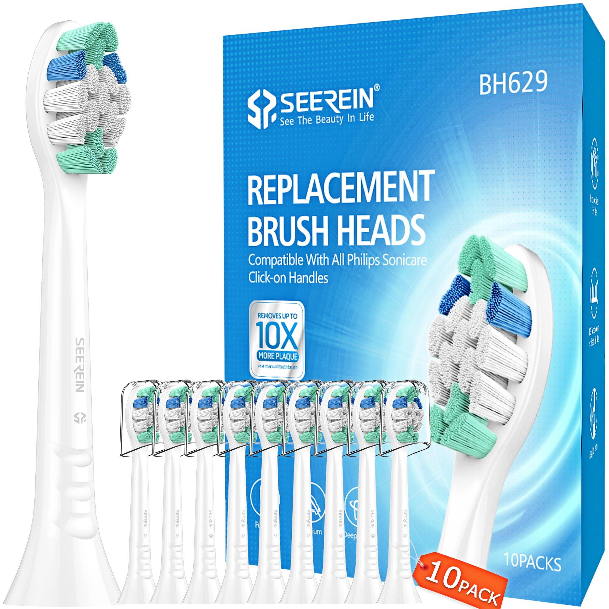 SEEREIN Compatible with Philips sonicare Replacement Heads, Fit Philips Sonicare Toothbrush Heads, Phillips Sonicare Replacement Brush Head C2 C1 G2 W