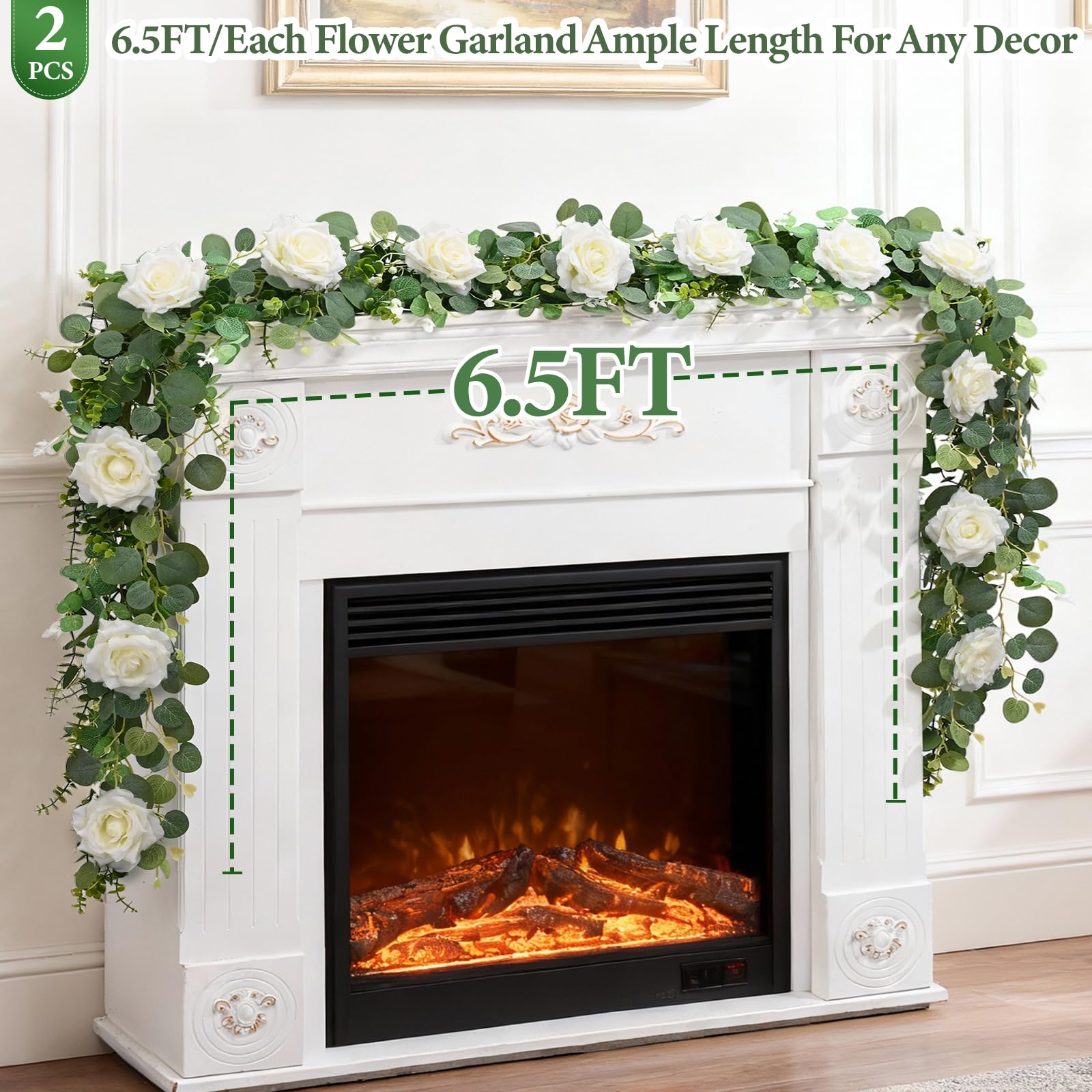 Livole Ghirlanda di fiori di eucalipto artificiale in seta artificiale, rampicante da appendere, per matrimoni, centrotavola, feste, archi, cerimonie, ghirlande, sfondo, decorazione (bianco)