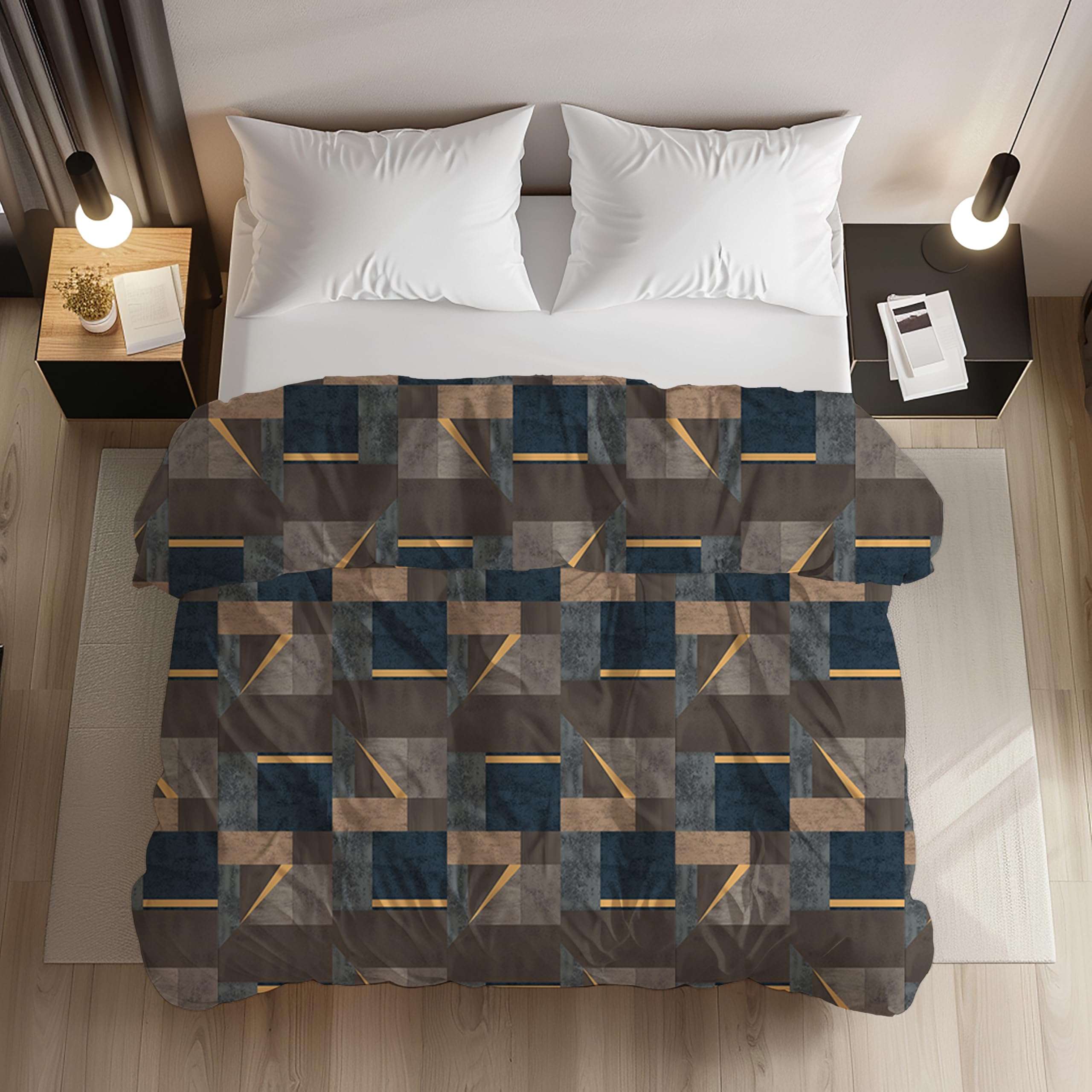 LOOMLYFE 200TC Premium Glace Cotton Duvet Cover/Comforter Cover/Rajai Cover/Blanket Cover/Quilt Cover for Double Bed with Zipper 90"x100" inches - CoffeeBlueBox