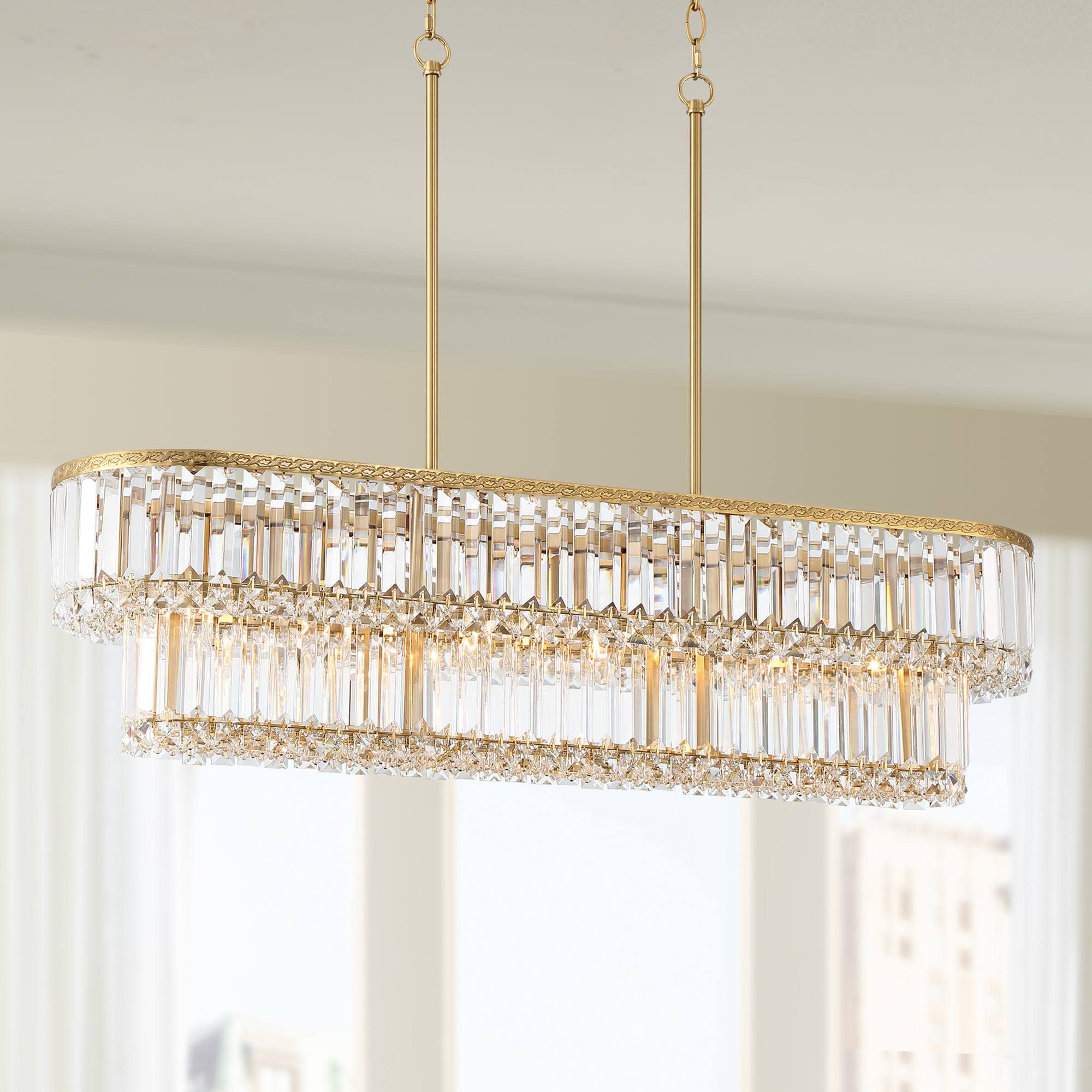 StiffelElla 38 3/4" Wide Soft Gold Crystal Island Pendant Light