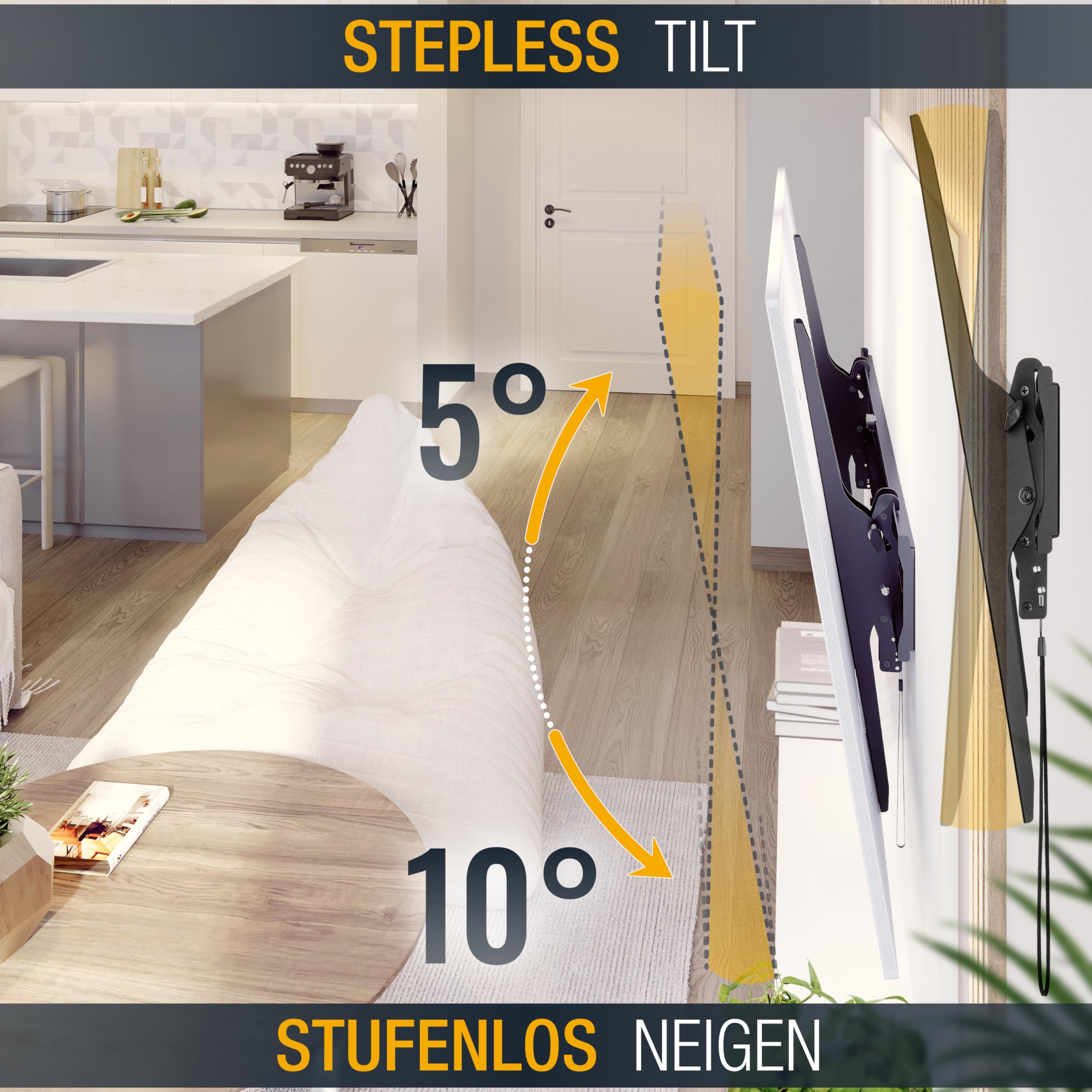 RICOO Supporto TV parete N2396 Inclinabile Fisso Televisore 60-100" (152-254 cm) Staffa universale Televisione LED/LCD/Curvo VESA 500 x 300-900 x 600