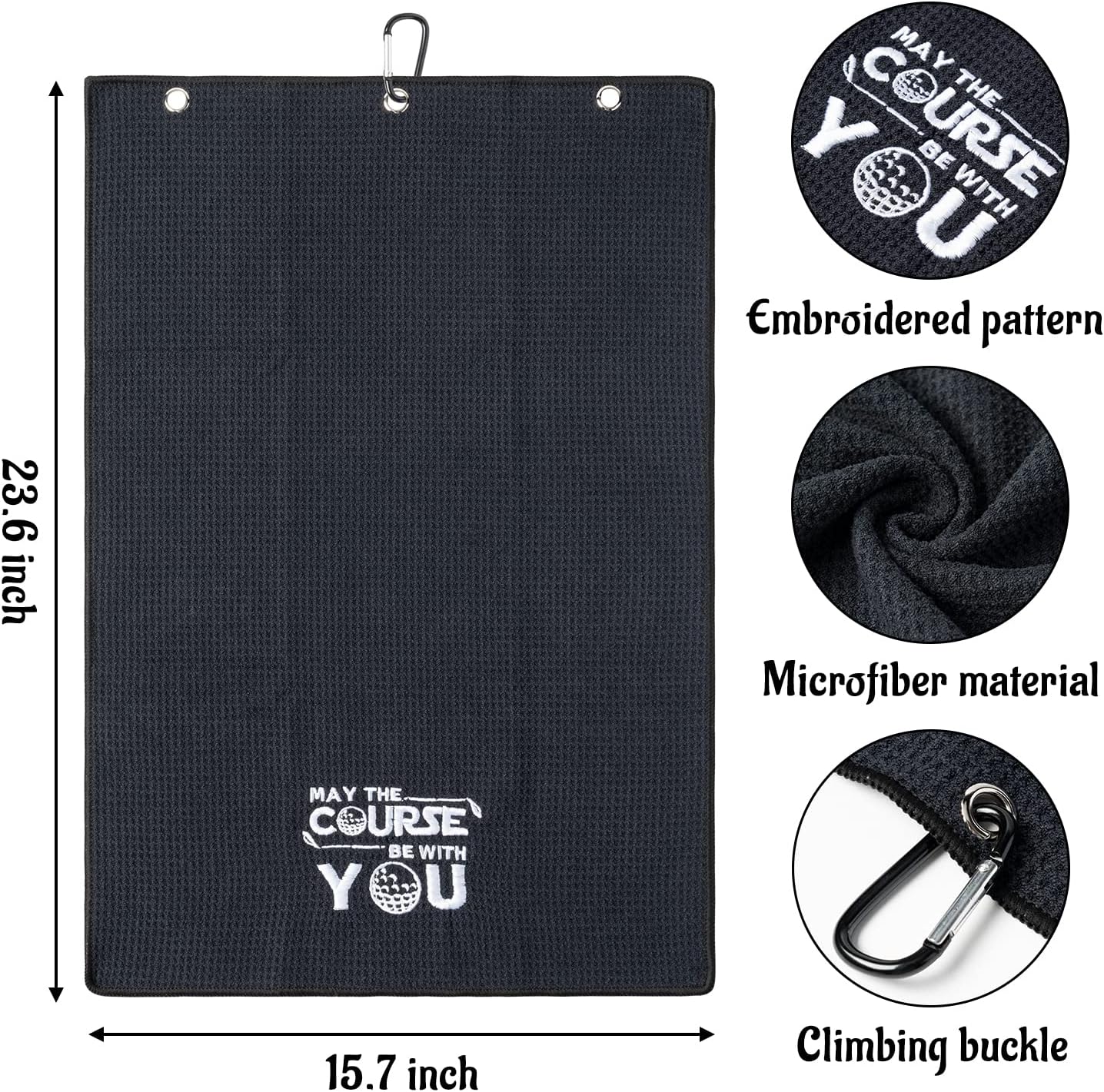 R HORSE 2Pcs Funny Golf Towel Gifts, Microfiber Embroidered Golf Towels for Bags with Clip, Sport Accessories Birthday for Men Women Golfer Fan - Image 2