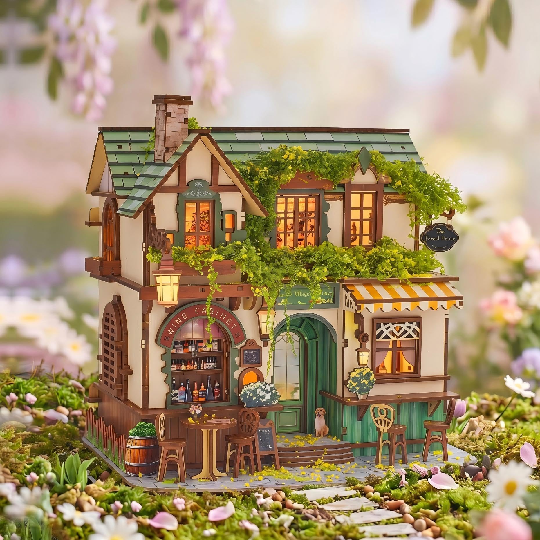 No Glue Needed DIY 3D Miniature House Kit for Adults | Beginner-Friendly,No Glue Snap-Fit Assembly,Atmospheric lighting,Step-by-Step Manual,Gift for Book Lovers