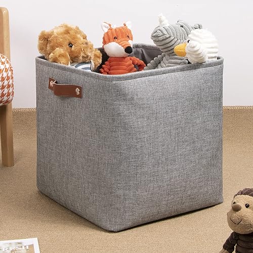 Miniatura 6 de DULLEMELO Cesta de almacenamiento de tela, plegable, para organizar, para armario, lavandería, guardería, estantes, cesta decorativa para regalos.