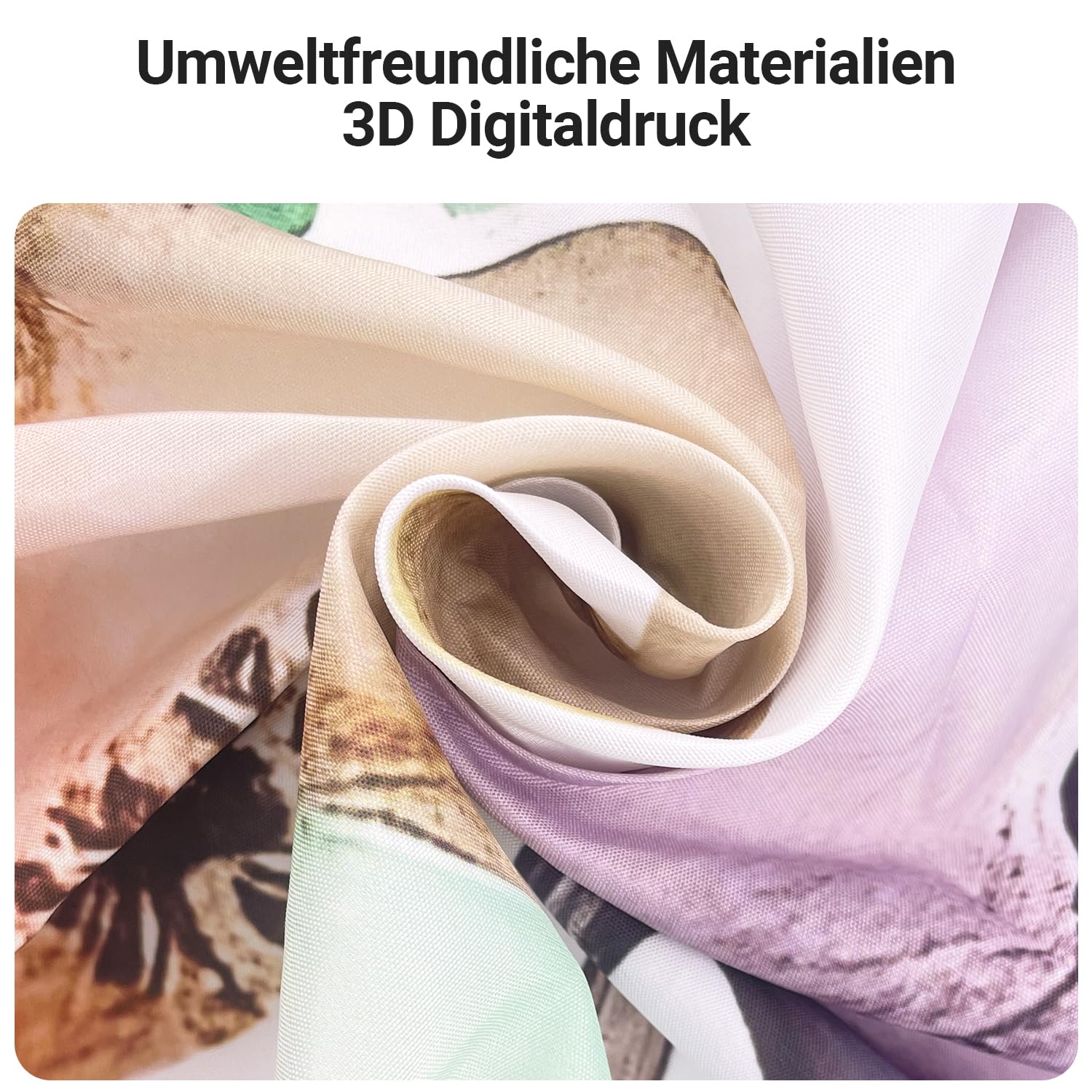 Lerores Shower Curtain 180 x 180 cm, Flowers Drawing, Anti-Mould Textile, Weighted Hem, Water-Repellent - Image 3