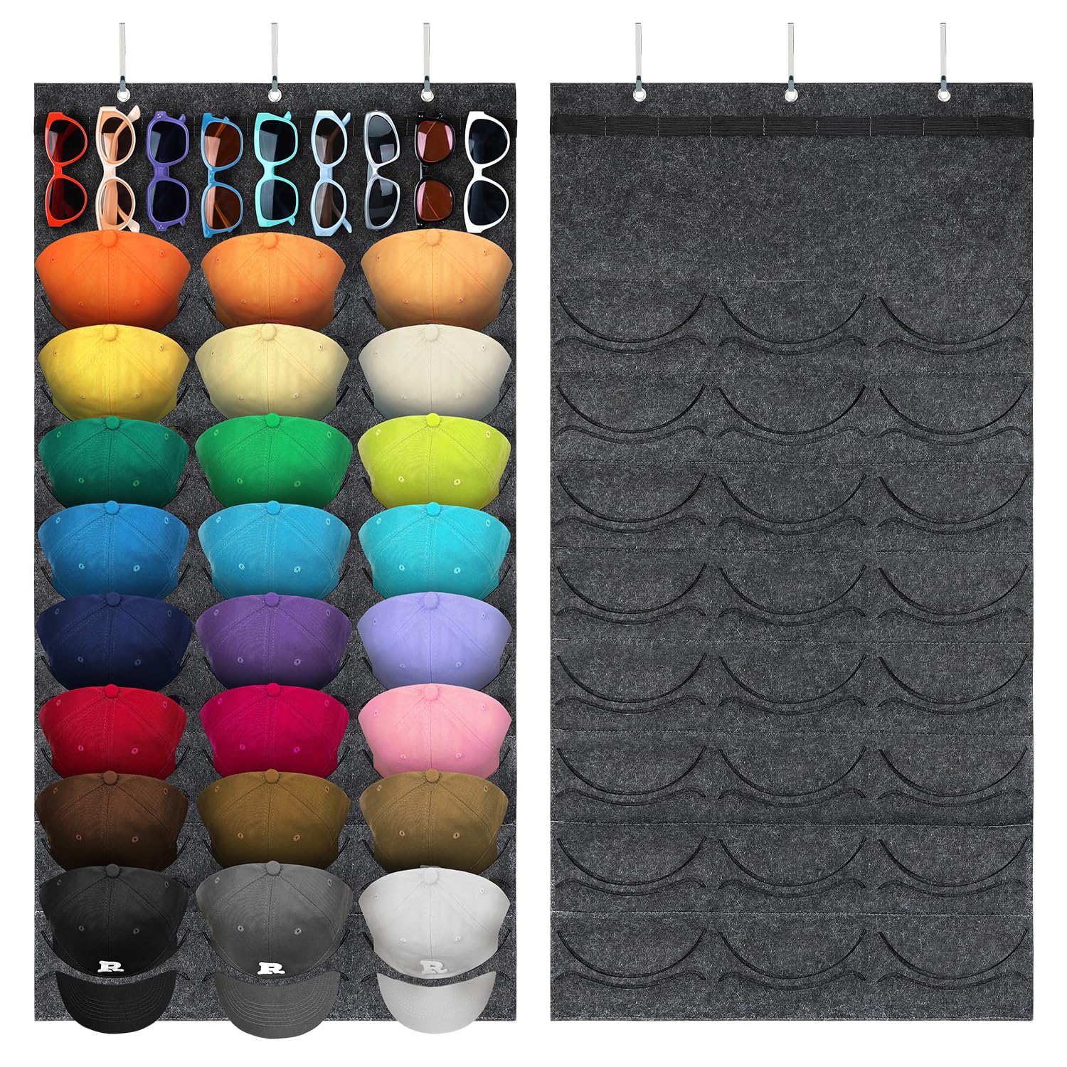 FAYYGYH Simple Hat Storage Box for Women Men, Large Closet Organizer with Dustproof Lid, Foldable Hat Carrier Case for Cowboy Hats, Travel & Home Use (Grey)