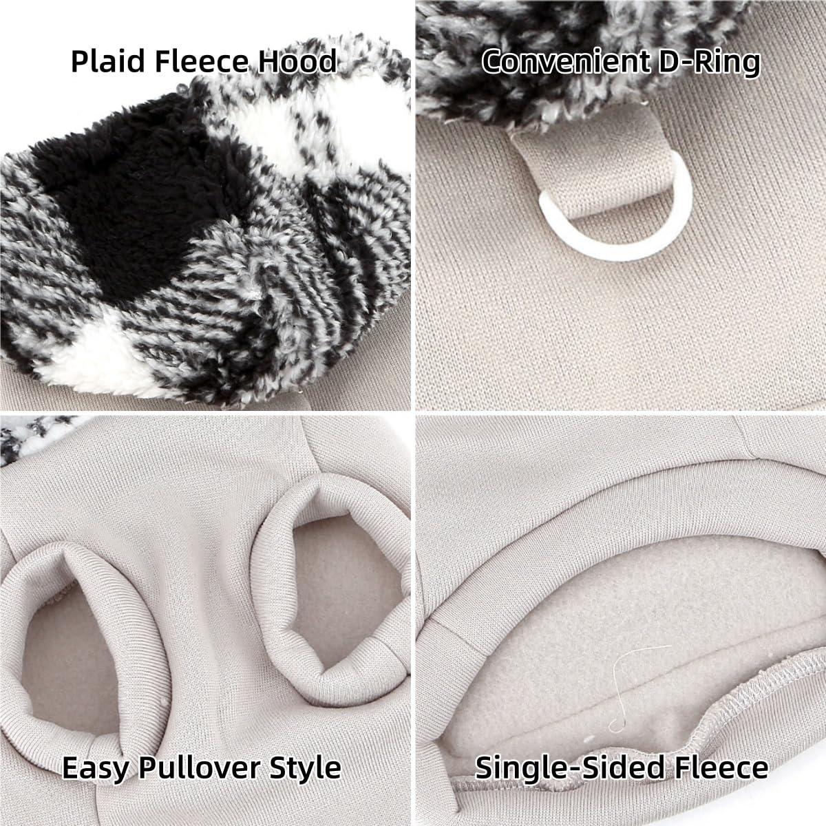 XHYRHTS Maglione in Pile per Cani con Cappuccio Scozzese Fuzzy per Razze XSmall Piccole, Caldo Pullover Senza Maniche con Anello a D e Tasca, Completo Invernale con Cappuccio per Cuccioli Gattini