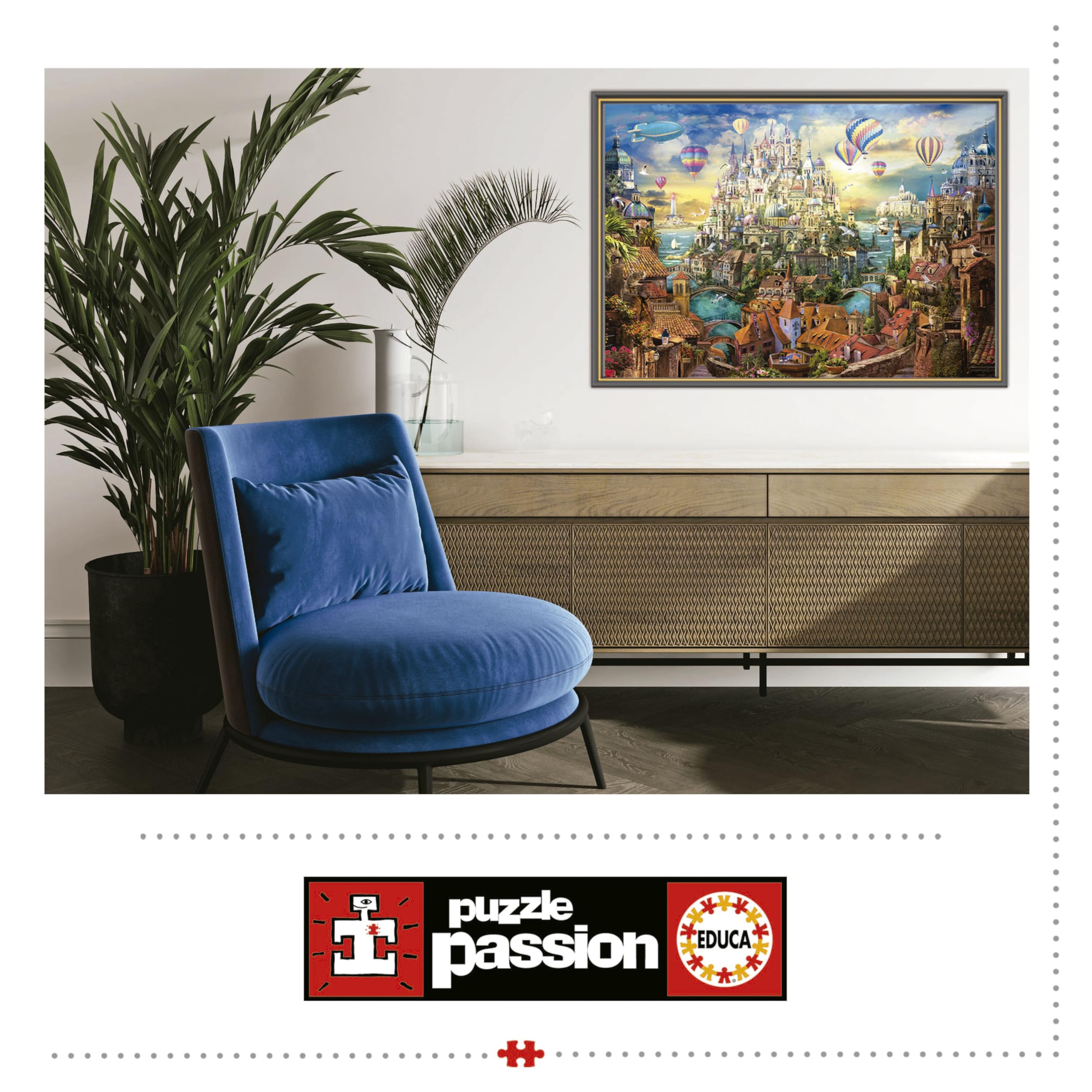 Educa - Puzzle di 2000 pezzi per adulti | Città dei sogni. Misura: 96 x 68 cm. Include la colla Fix Puzzle. Da 14 anni (19944)