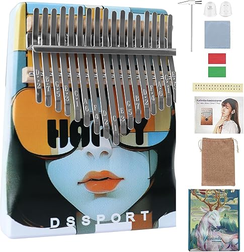 Kalimba - Piano de pulgar de 17 teclas, piano portátil de pulgar con martillo de afinación y libros de música, regalos para niños, adultos