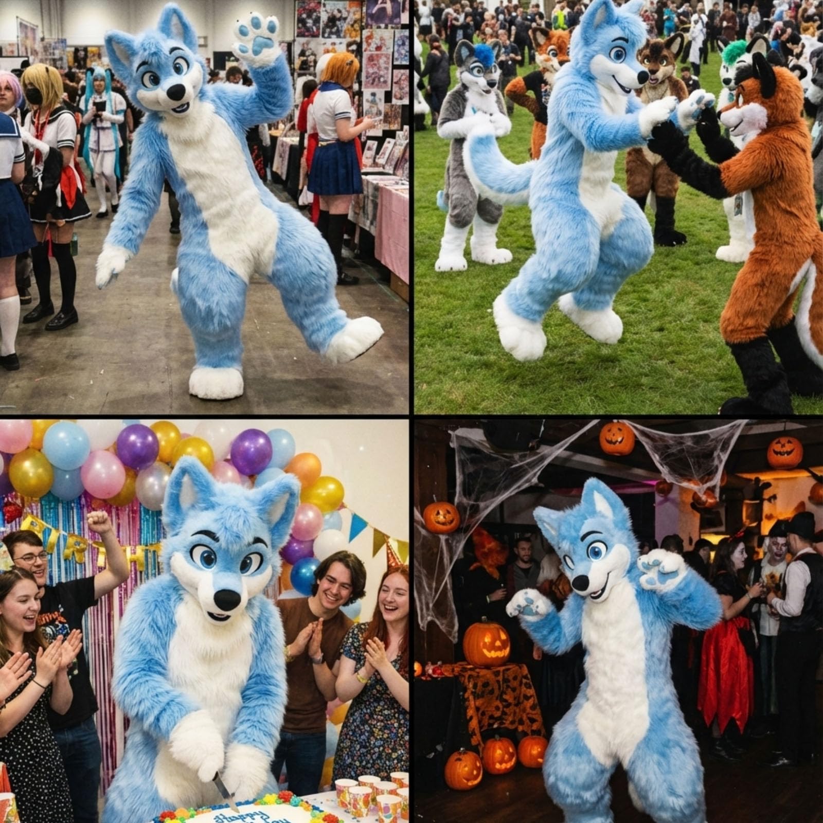Costume cosplay per animali unisex adulto in peluche personalizzato per tutto il corpo per feste a tema festival di anime