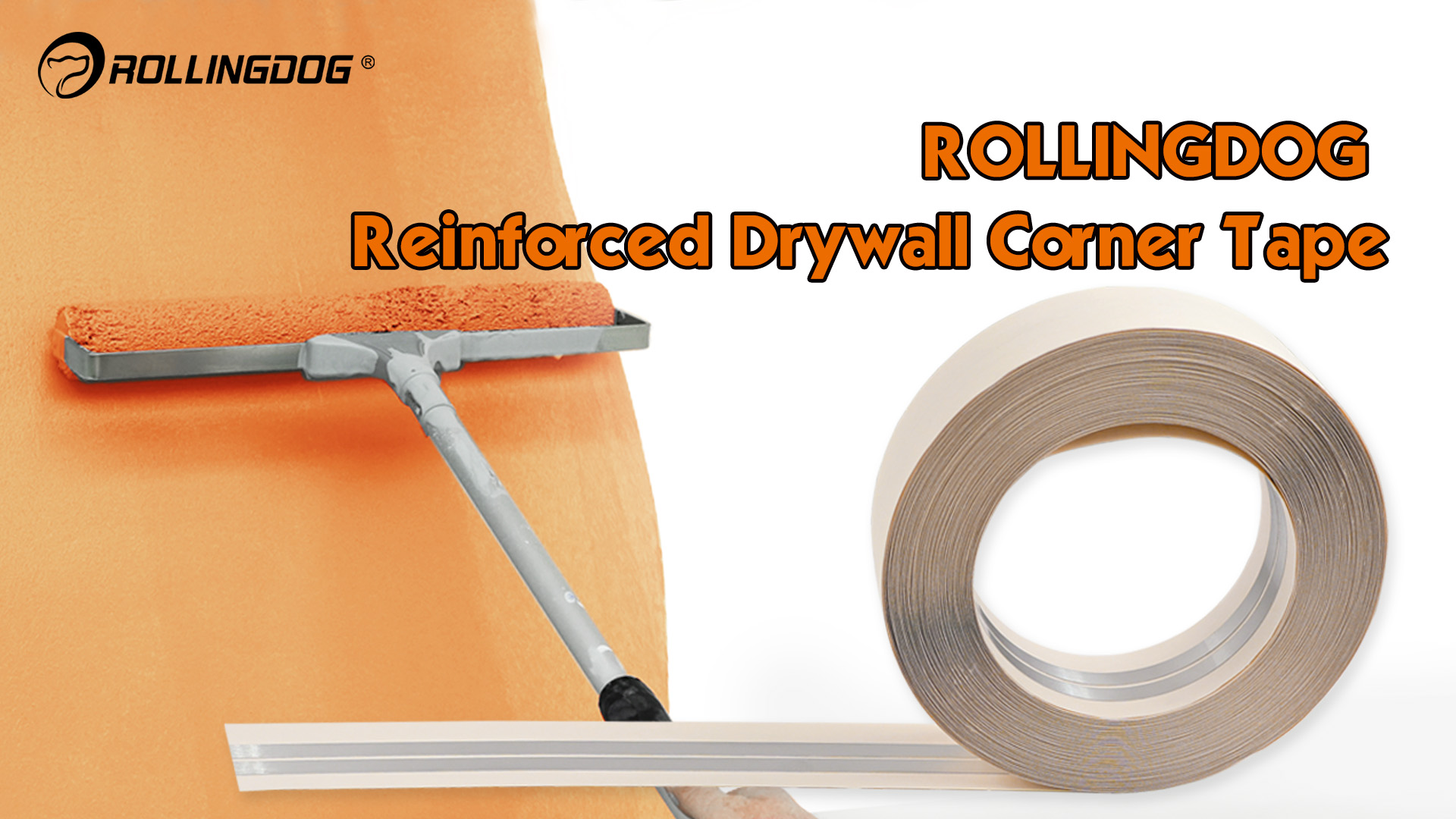 Image of ROLLINGDOG Reinforced Drywall Corner Tape, 2 inch x 98.4' Drywall Tape No Adhesive Side, Inside Outside Corner Bead with Metal for Wall Crack Repair