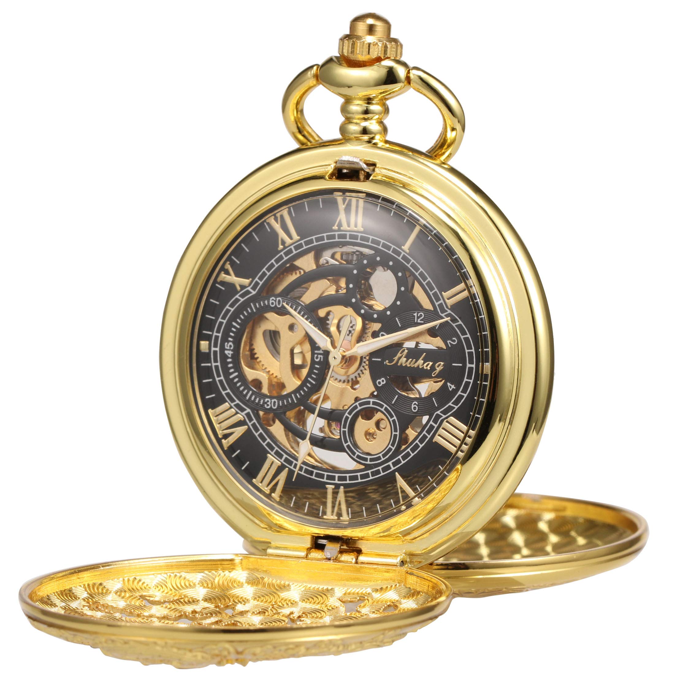 TREEWETO Montre à Gousset Mécanique 3D pour Homme et Femme avec Boîtier en Forme de Dragon