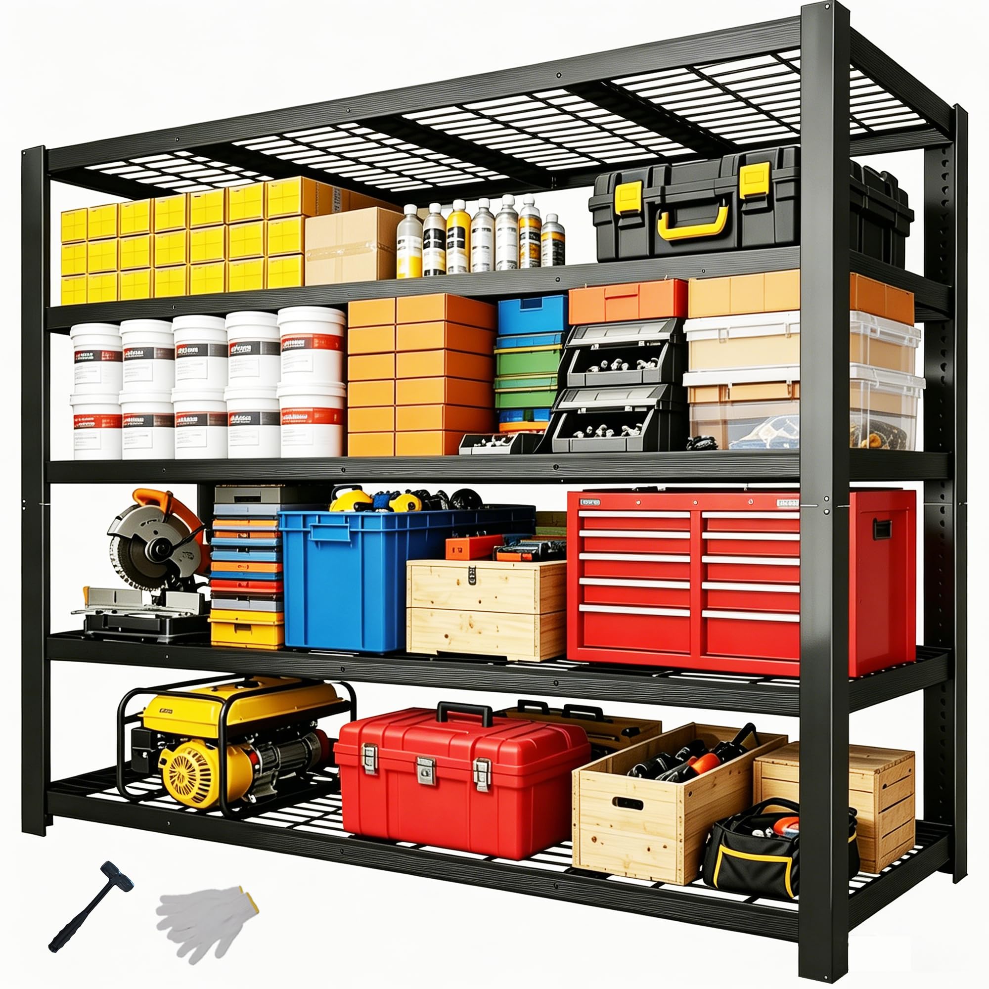 Nnovaroom 84" H Heavy Duty Wire Garage Shelving, 5-Tier Adjustable Industrial Metal Storage Shelving Unit,Standing Storage Rack for Warehouse and