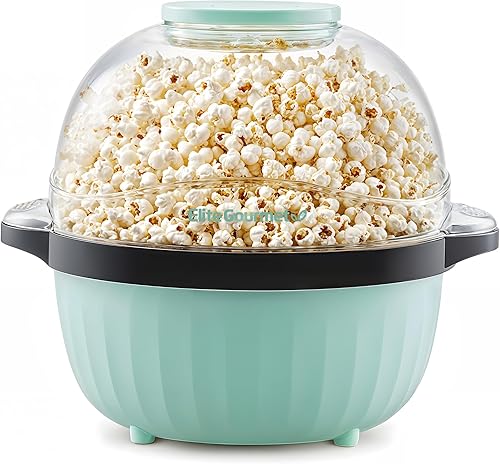 Elite Gourmet EPM145M - Palomitas de maíz para remover aceite caliente de 18 tazas con tapa de medición y cuenco reversible para servir y bandeja de