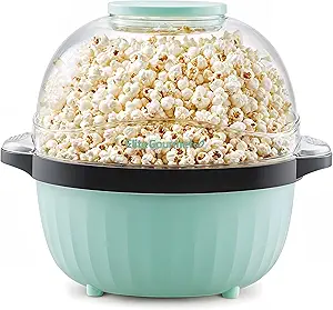Elite Gourmet EPM145M 18-cup Hot Oil Stirring Popcorn Popper w/Measuring Cap & Reversible Serving Bowl & Butter Melting Tray, Great for Parties, Movie Night, Anytime Snack, Safety ETL Approved, Mint