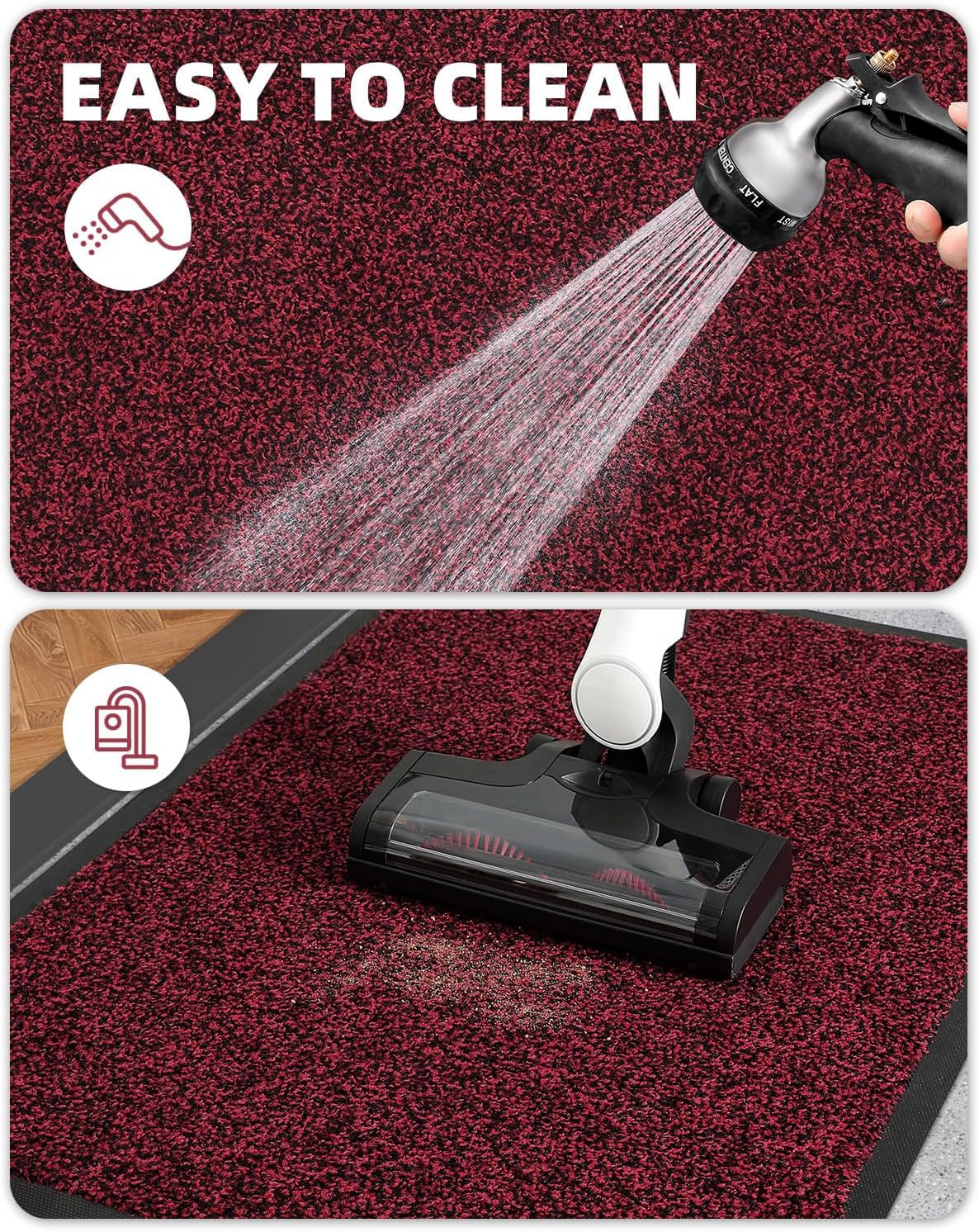 COLOR&GEOMETRY Tapis d'entrée extérieur - Rouge 60x90cm - Paillasson Entree Exterieur Interieur Resistant Pluie Absorbant Impermeable Antiderapant