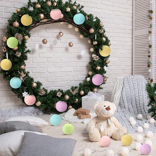 Miniatura 7 de Gejoy 30 bolas grandes de caramelo de Navidad pastel de 3.15 pulgadas, bolas de árbol de Navidad color macarrón, adorno para colgar, inastillable,