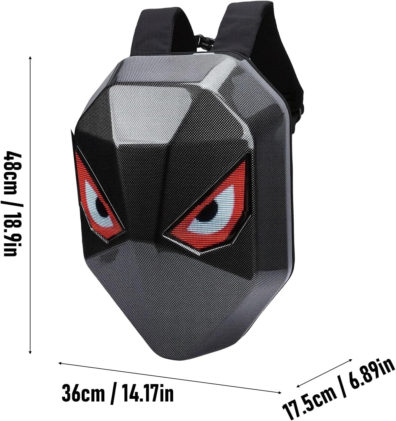 LED Backpack, 3D Hard with 40x48 Full Color Screen for Custom Text Animation Image, Shockproof Adjustable Shoulder Straps for Travel Cycling Gatherings