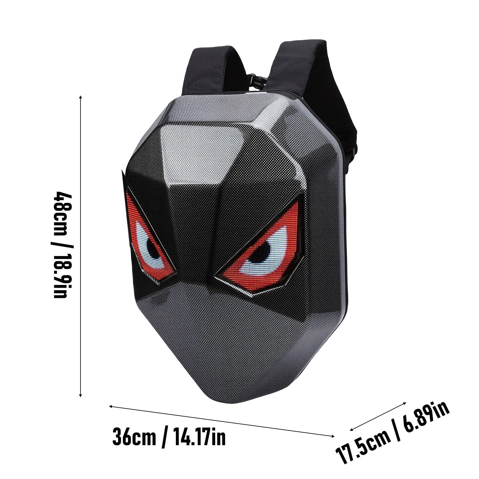 FTVOGUE LED-Rucksack, 3D-Hartschale mit 40 X 48 Vollfarbbildschirm für Textanimation, Bildbearbeitung, Wasserdichte, Diebstahlsichere Laptoptasche für Reisen, Radfahren, Meetings