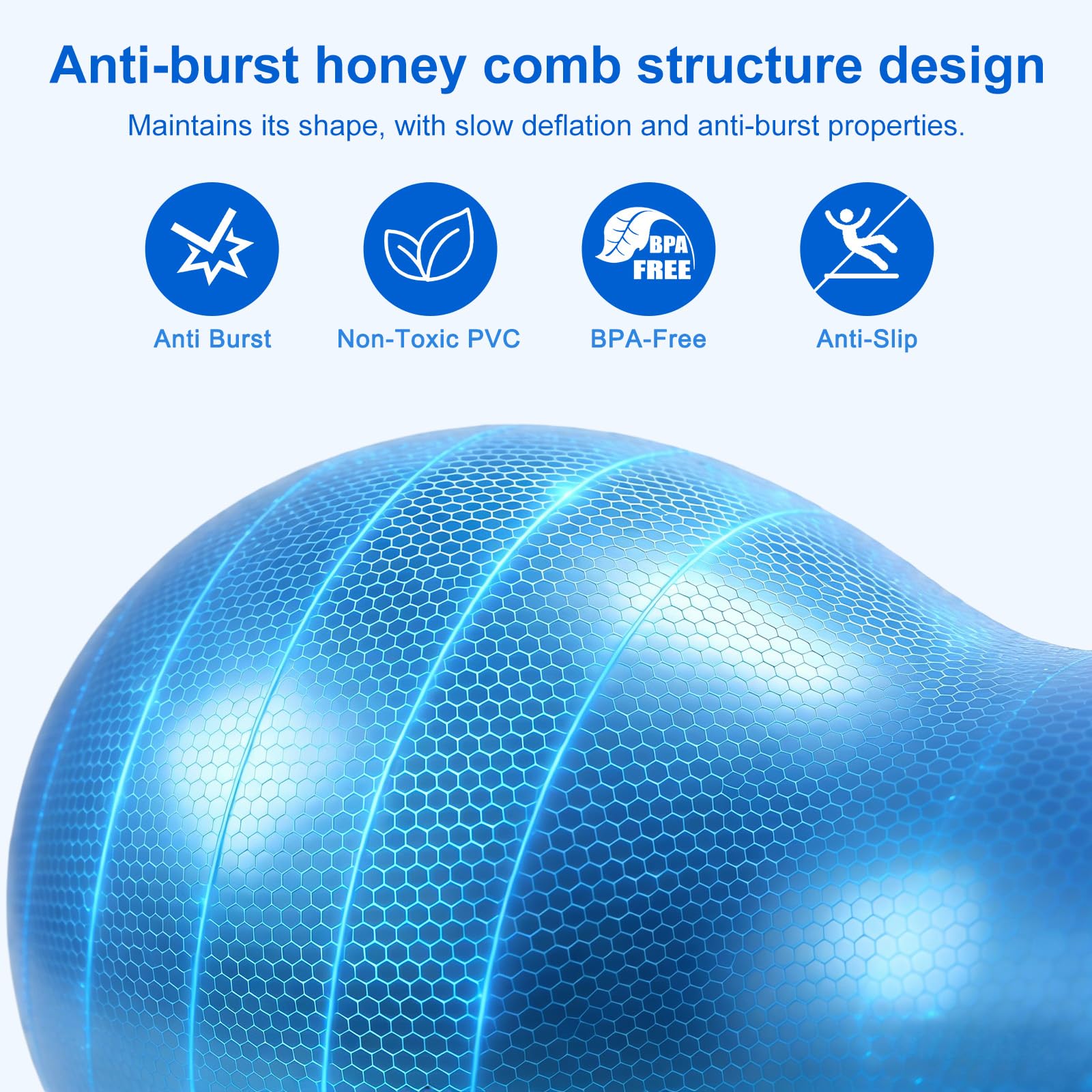 flintronic Bola de Yoga, Peanut Ball, Exercise Ball with Pump, 90 x 45cm Pelota de Ejercicio de Cacahuete Antiexplosión para Terapia de Niños, Embarazo, Yoga, Pilates